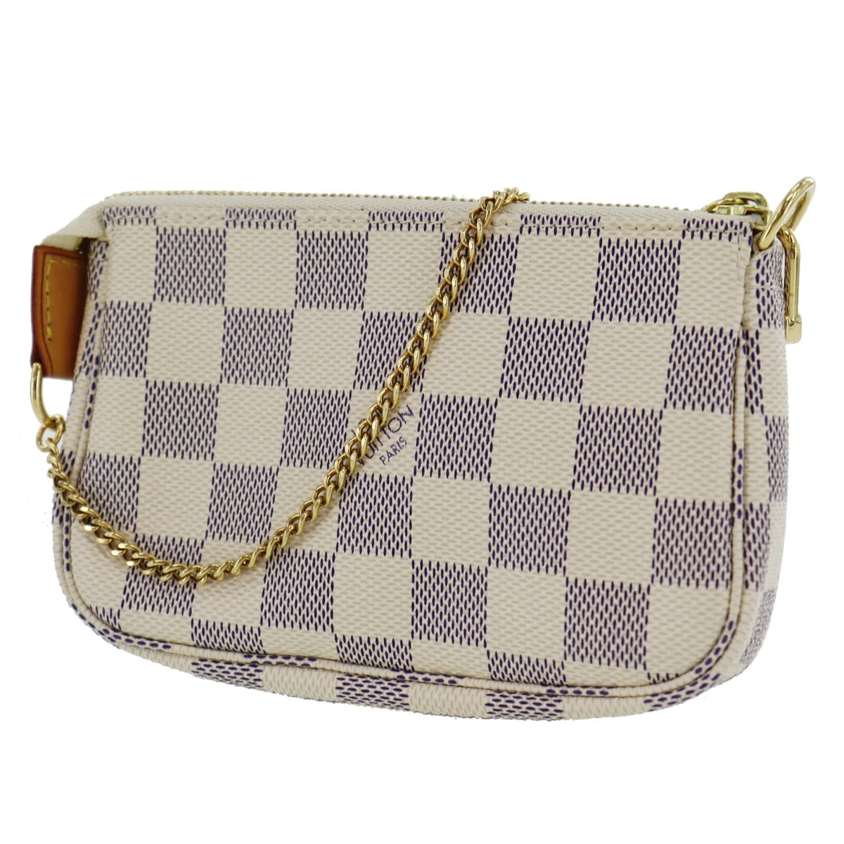 LOUIS VUITTON Mini Pochette Accessoires Damier Azur Used Handbag N58010  #BQ814