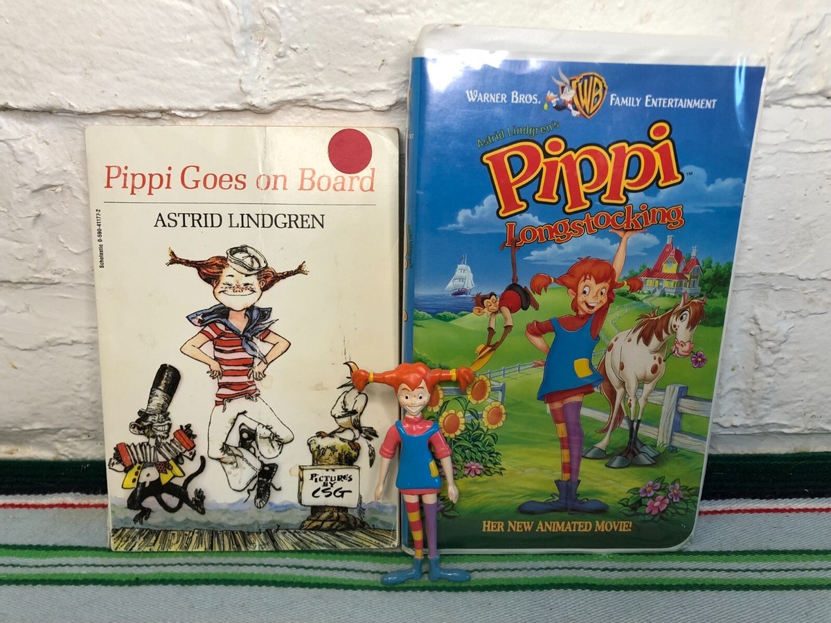 Pippi Longstocking Lot PVC Figure VHS Pippi Goes on Board