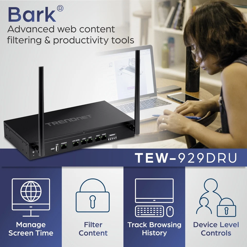 TRENDnet AX1800 Dual-Band WiFi 6 Gigabit Dual-WAN VPN Router Small Business - Image 2 of 4