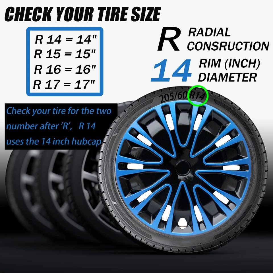 Cubiertas de cubo de rueda de 4 piezas para llanta R14, tapacubos de neumático de 14" aptos para Subaru Legacy Foto 3 de 4