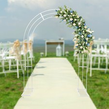2.6m Metal Flower Display Frame Wedding Arch Balloon Stands W/ Sturdy Base White