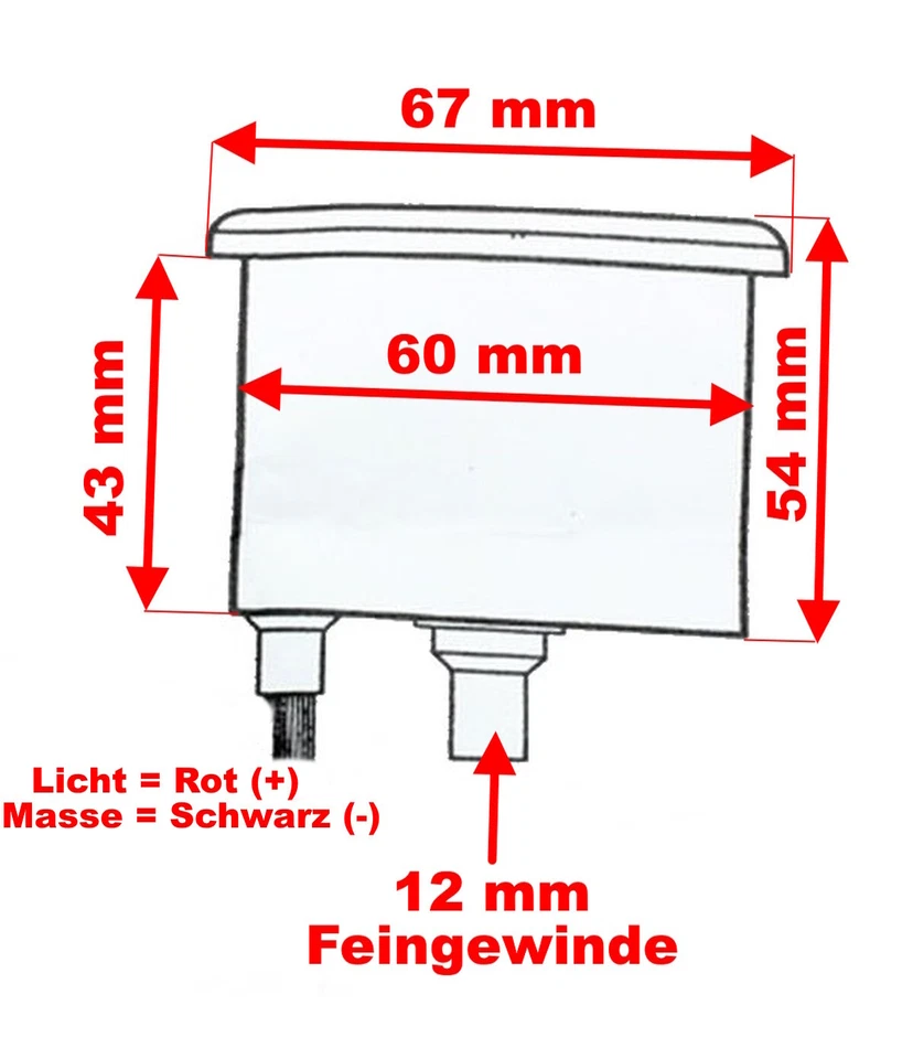 Mini-Tacho 60 mm Chrom Weiß 2:1 für Harley Suzuki Honda Yamaha KM/h Universal - Bild 3 von 3