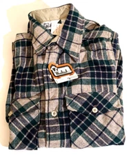 RARE 70s NWT DEADSTOCK Woolrich Small Flannel Dress Shirt Original Lamb Hang Tag