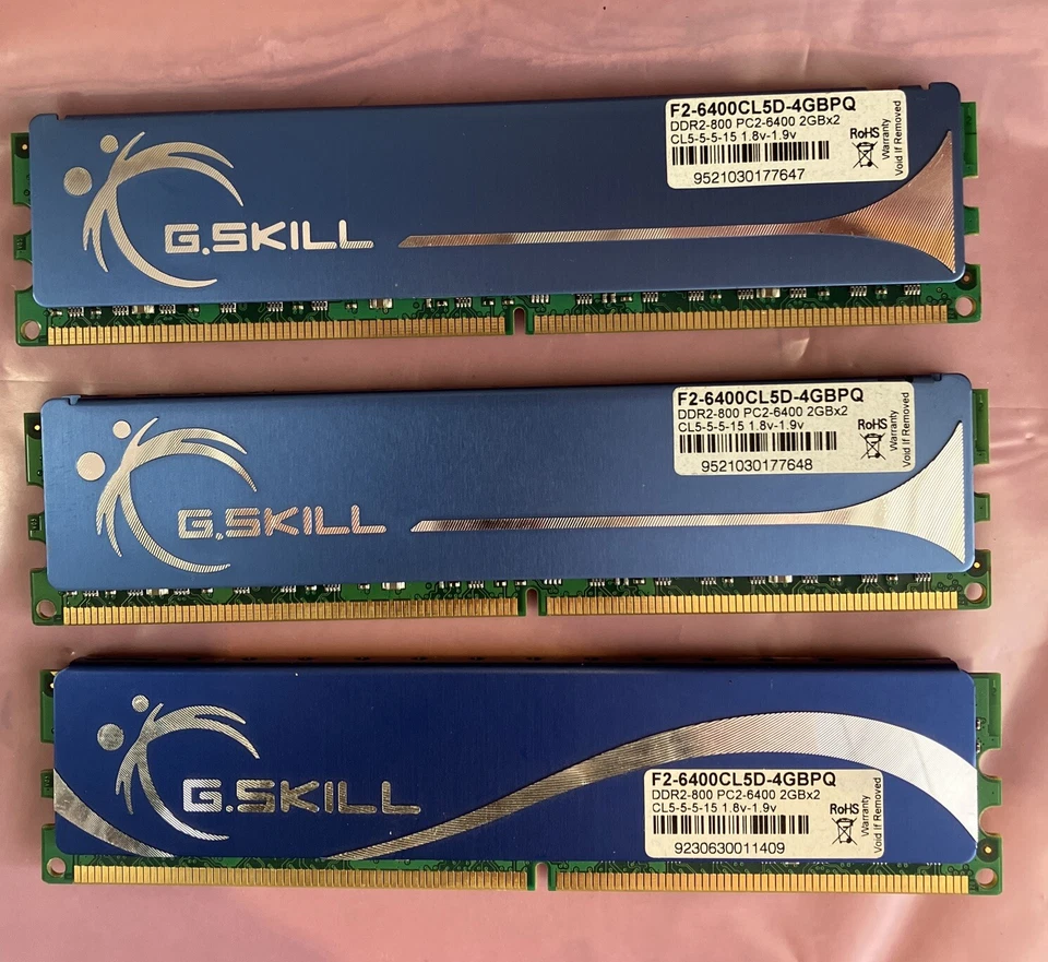(3x 2GB) G.SKILL PC2-6400 DDR2-800 F2-6400CL5D-4GBPQ DIMM RAM Memory ~ - Image 2 of 4