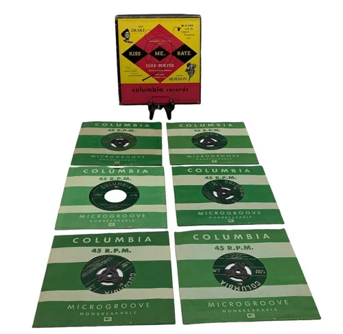 Columbia Records Cole Porter Kiss Me Kate 45 rpm Box Set of 6 Vintage Grandmacor