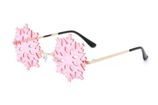 Rimless Snowflake Shape Unisex Sunglasses - Christmas Novelty Party Sun Glasses