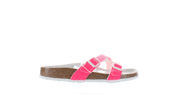 neon pink birkenstock sandals