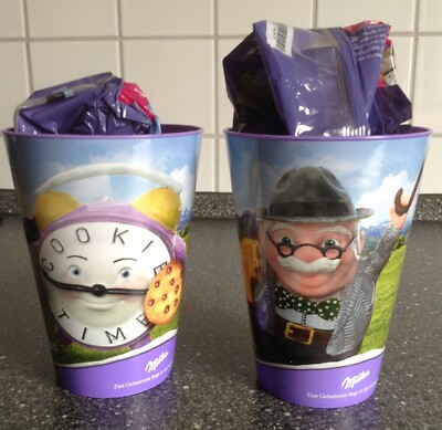 Milka Trinkbecher Becher Grandpa und Cookie Uhr 4x Stück NEU