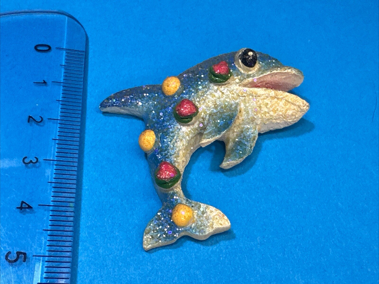 DELFINO BRILLANTINATO CALAMITA MAGNETE FRIGO FRIGORIFERO VINTAGE - COLLEZIONE -