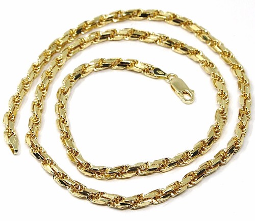 18K YELLOW GOLD CHAIN NECKLACE 4 MM BIG 