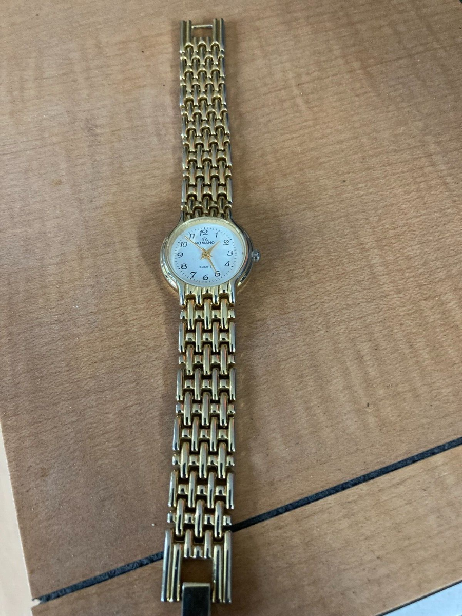 LADIES ROMANO QUARTZ WATCH GOLD COLOURED STRAP