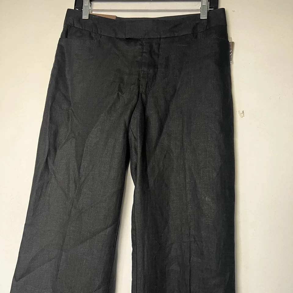 Pantalones de vestir Merona para mujer talla 4 100 % lino negro trabajo pierna recta Foto 4 de 4