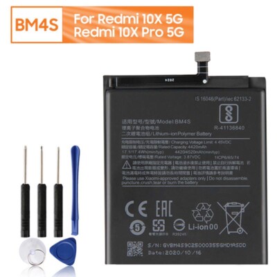 New Replacement Battery BM4S For Xiaomi Redmi 10X 5G Redmi 10X Pro 5G 4520 mAh