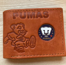 NWOT Club Pumas CU Auriazules Universitarios Leather Brown Liga MX Wallet 4x3"