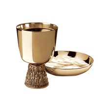 6" Chalice with Well Paten 24kt Gold Plate Interior Last Supper