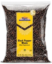 Rani Black Pepper Whole (Peppercorns) Premium Indian MG-1 Grade 80oz (5lbs)