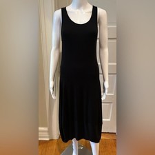 Eileen Fisher Long Black Sheath Sleeveless Dress Small Petite