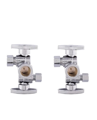 2 PCS Angle Compression Stop Valve With 2 Shut Off Valve Handle Plumbing Part