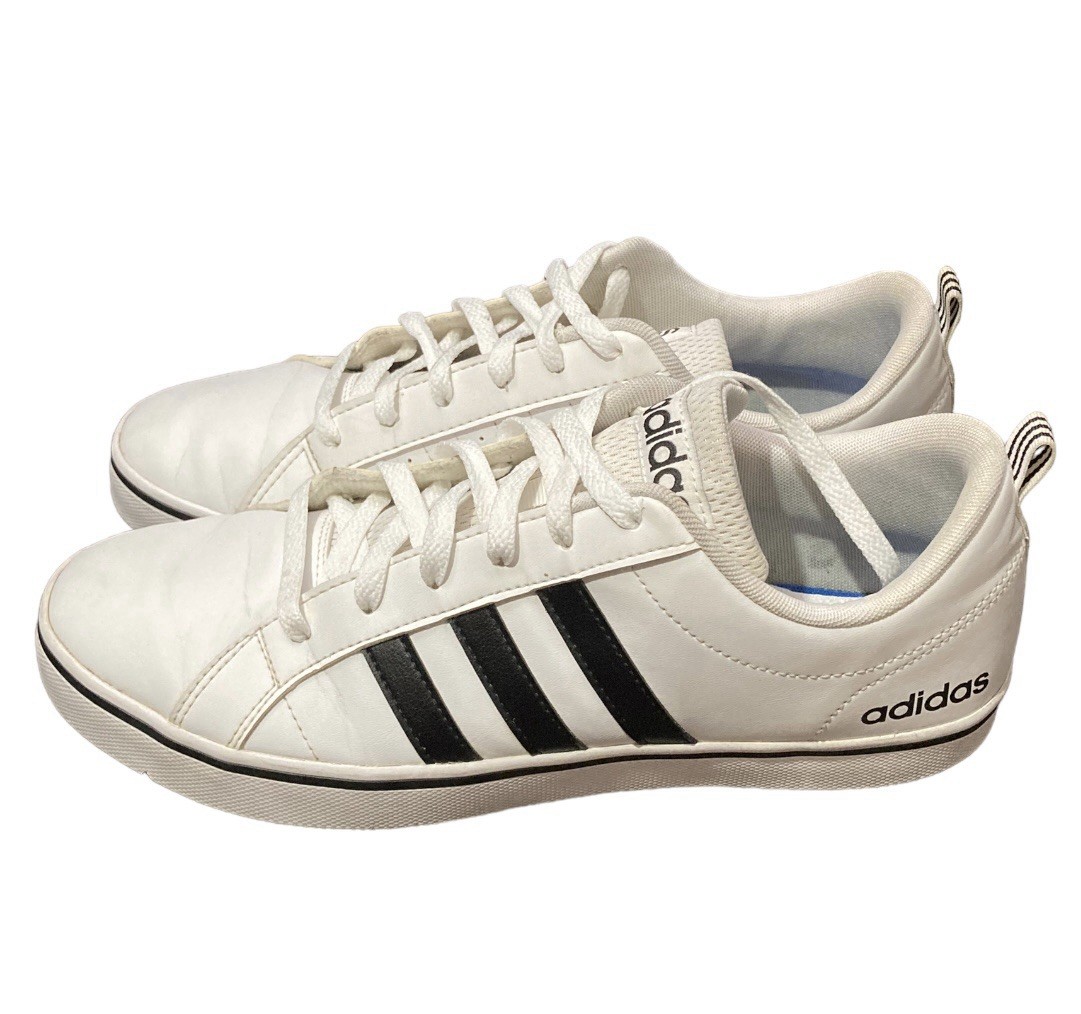 Mens Adidas PACE White Black Stripes Running Shoes Sneakers - Size 10