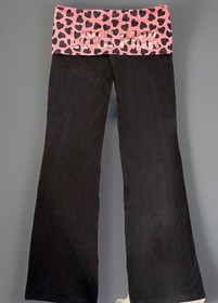 Y2K Victoria's Secret Love PINK Vtg Foldover Yoga Pants Flare pink heart Medium
