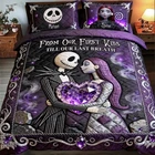 Jack & Sally Purple Crystal From Our First Kiss Valentine's Day Quilt Bed Set