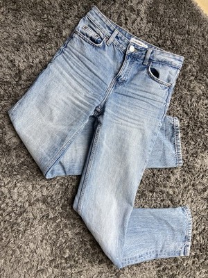 Blaue MID-WAIST Jeans Straight Leg Pull & Bear Damen Gr. 32