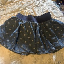 Girls Justice Sz 7 Denim Polka Dot Skirt