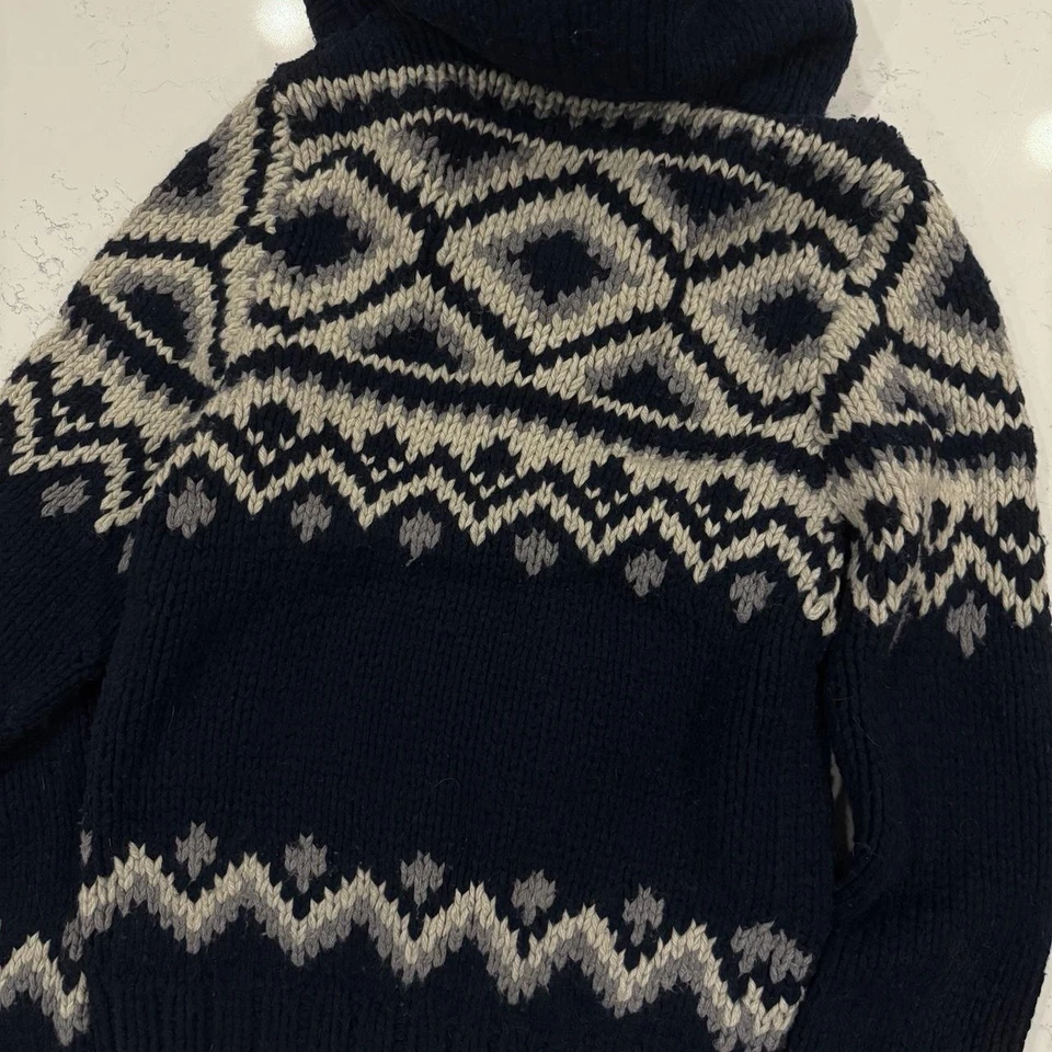 RARO Hollister Para hombres M Tejido Cremallera Sudadera con Capucha Suéter Forrado Sherpa Nordic Fair Isle Foto 4 de 4