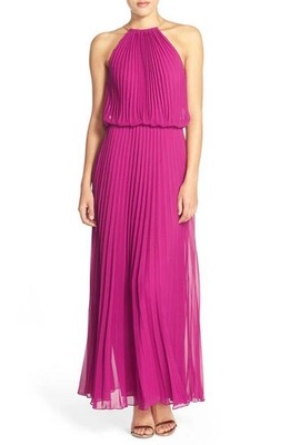 Xscape Plissee Chiffon Blouson Kleid Rosa UK 8 LN062 RR 02