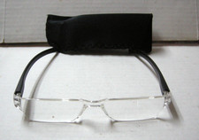 Reading Glasses W/Fabric Case, Black Temples W/Clear Front, Strength 1.50, New