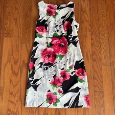 Connected Apparel Women’s Floral Sheath Dress Size 8 Pink Black