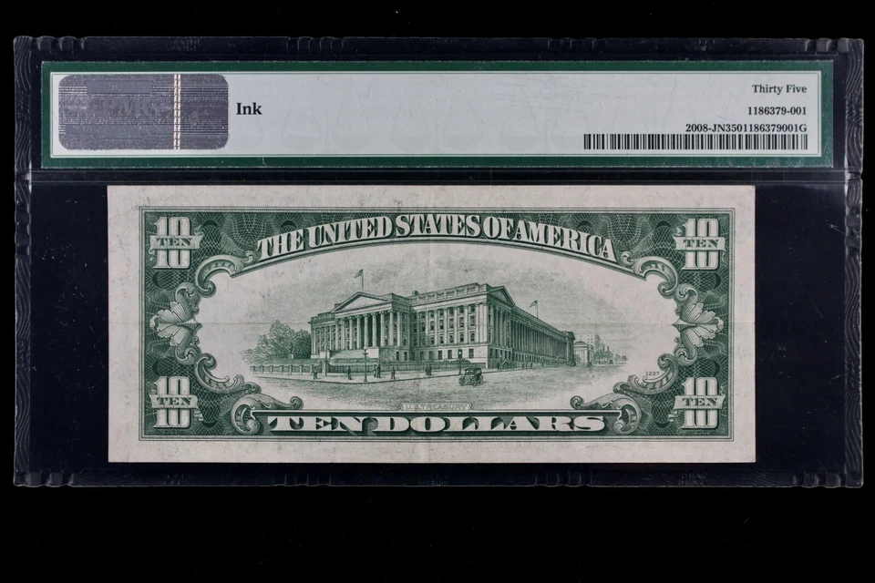 Tough Variety $10 1934C Narrow FRN PMG 35 Fr#2008-JN J74707405A fp88 series C - Image 2 of 4