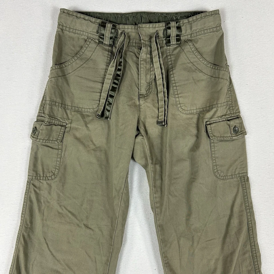 Vintage Y2k GAP Wide Leg Cargo Utility Pants Girls 16 Green Casual Chino Belted - Image 3 of 4