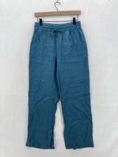 Athleta Retreat Linen Wide Leg Pants Women's 2 Blue Drawstring Beach Nautical