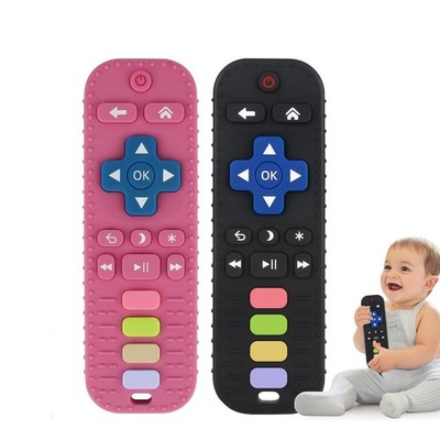 Fu Store 2Pack Silicone Teething Toys for Infant Toddlers Black, Rose Pink 