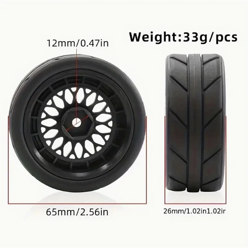 Ruedas de coche de radiocontrol en carretera 1/10 neumáticos para Tamiya TT01 MST HPI HSP Kyosho Traxxas 4tec Foto 2 de 4