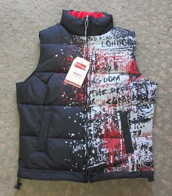 Pepe Jeans London Goose Down Filled Puffer Vest Graffiti Goose Down Filled Sz M