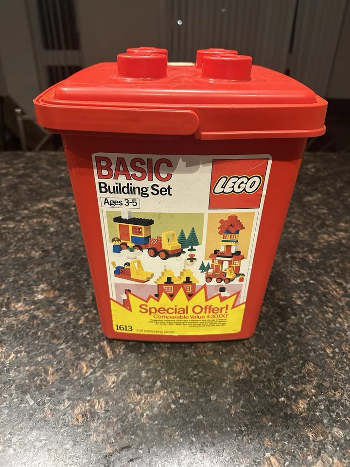 Vintage 1987 LEGO Basic Block Red Bucket Set 1613 - Image 4 of 4