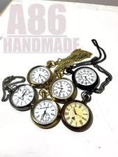 Lot of 6 Watch Elgin vintage pocket Collectible Antique Brass Pocket Watch GIFT