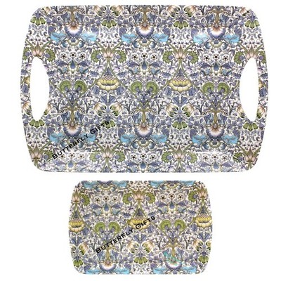 W. Morris Lodden Tablett Servieren Snack Schmuck Melamin Blumenmuster Größe Large oder Small