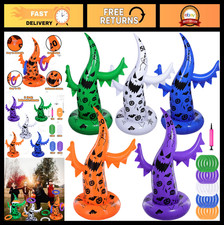 Halloween Ring Toss Game Set - 5 Inflatable Ghost  Witch Hats, Fun Kids Party G