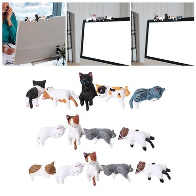 Craft Figurine Computer Monitor Decors Resin Crafts Desk Small Cat Statue