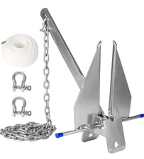 JY PERFORMANCE 5/8/10/13 lb Galvanized Fluke Anchor Kit with Chain, Rope and...