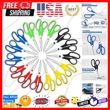 Scissors, 8 Inch Soft Comfort-Grip Handles & Stainless Steel Sharp Blades Per...