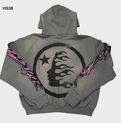 Hellstar Men's Hoodie Size Medium Grey, and Pink