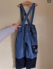 Disney Mickey Mouse Vintage Denim Suspender Pants with Corduroy Trim Size 4T