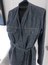 GAP Light Blue Denim Cotton Button-Front Long Sleeve Shirt Dress w/Sash Belt S