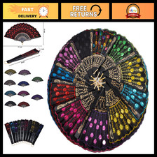 10 PCS Vintage Peacock Hand Fans - Spanish Folding Fans for Dancing  Parties, S