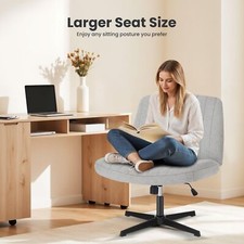 Height-Adjustable Swivel Office Desk Chair with Fabric - Grey