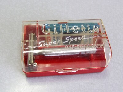 Vintage 1949 Gillette Super Speed TTO Double Edge Safety Razor Set in Case CLEAN